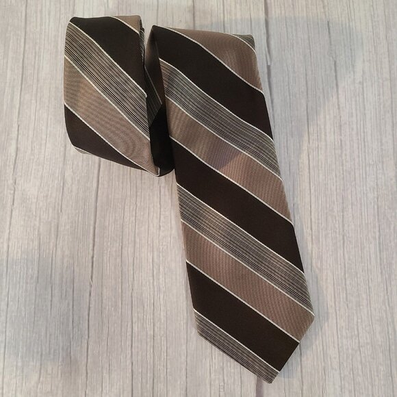 Christian Dior Other - Vintage Christian Dior Monsieur Tie Diagonal Brown Beige Stripes